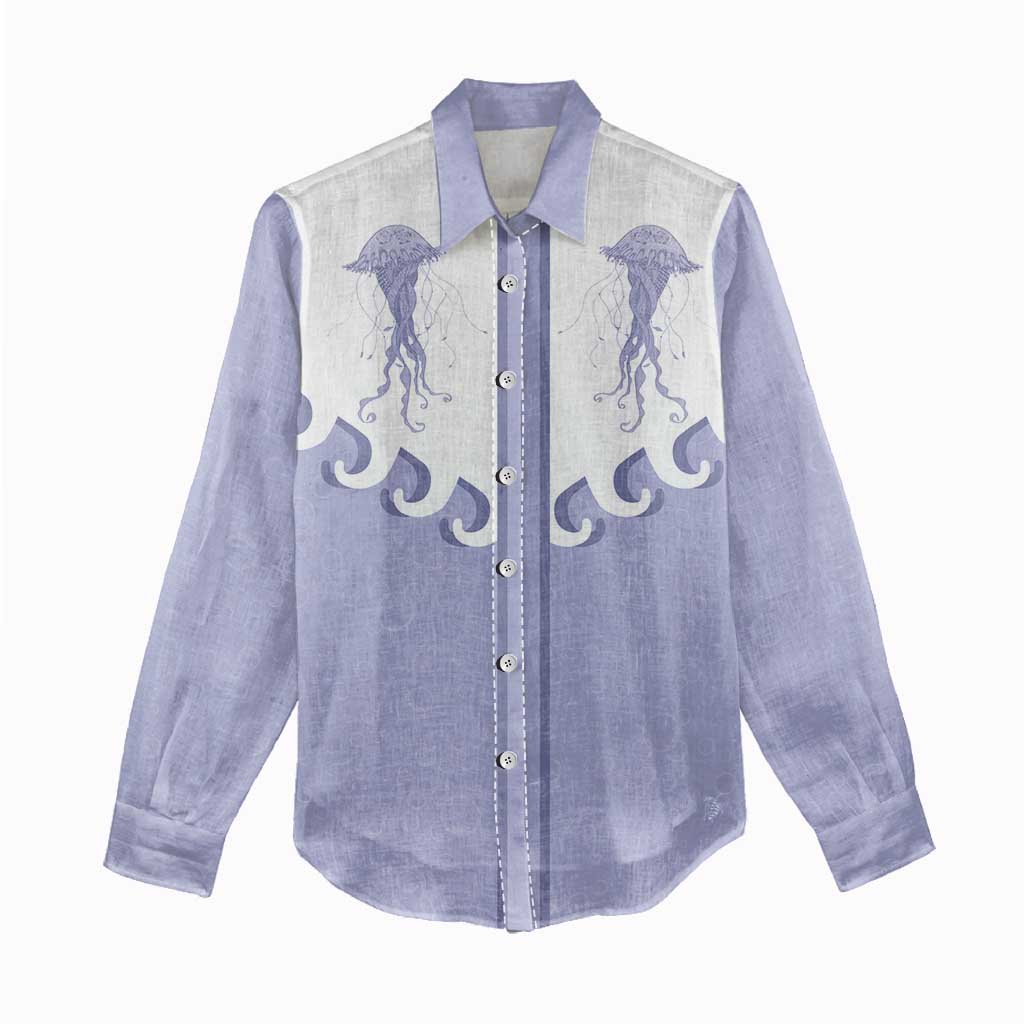 Western Yoke Women Casual Shirt Jellyfish And Water Bubbles Cowboy Style - Wonder Print Shop