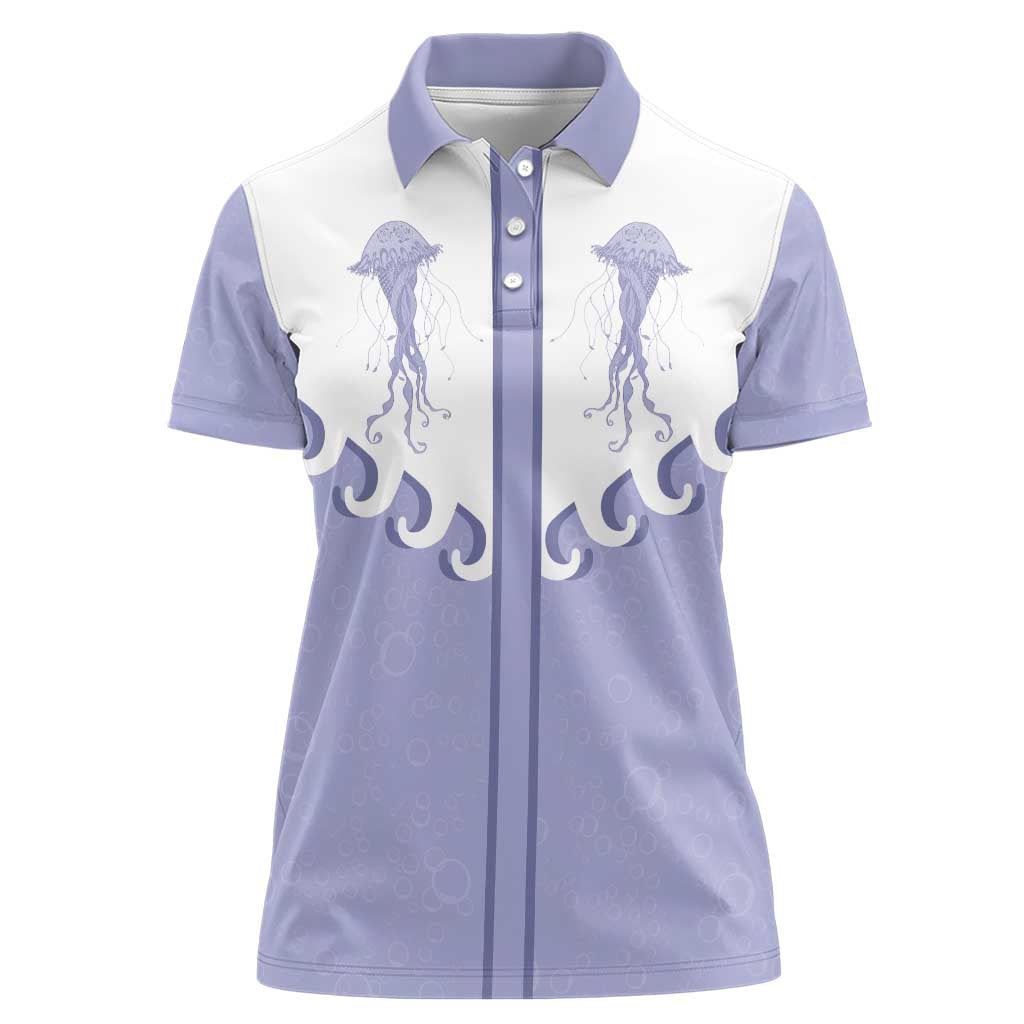 Western Yoke Women Polo Shirt Jellyfish And Water Bubbles Cowboy Style - Wonder Print Shop