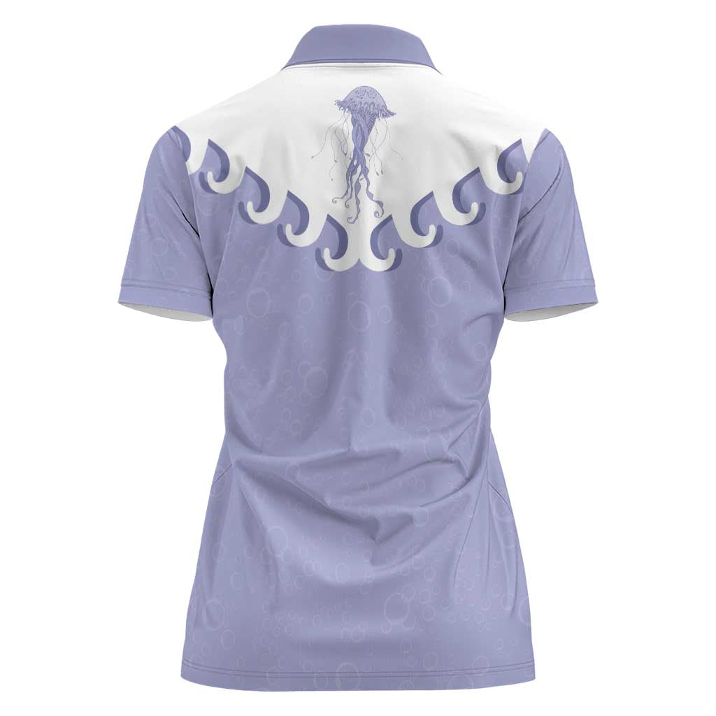 Western Yoke Women Polo Shirt Jellyfish And Water Bubbles Cowboy Style - Wonder Print Shop