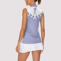 Western Yoke Women Sleeveless Polo Shirt Jellyfish And Water Bubbles Cowboy Style - Wonder Print Shop