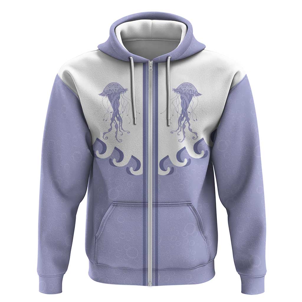 Western Yoke Zip Hoodie Jellyfish And Water Bubbles Cowboy Style - Wonder Print Shop