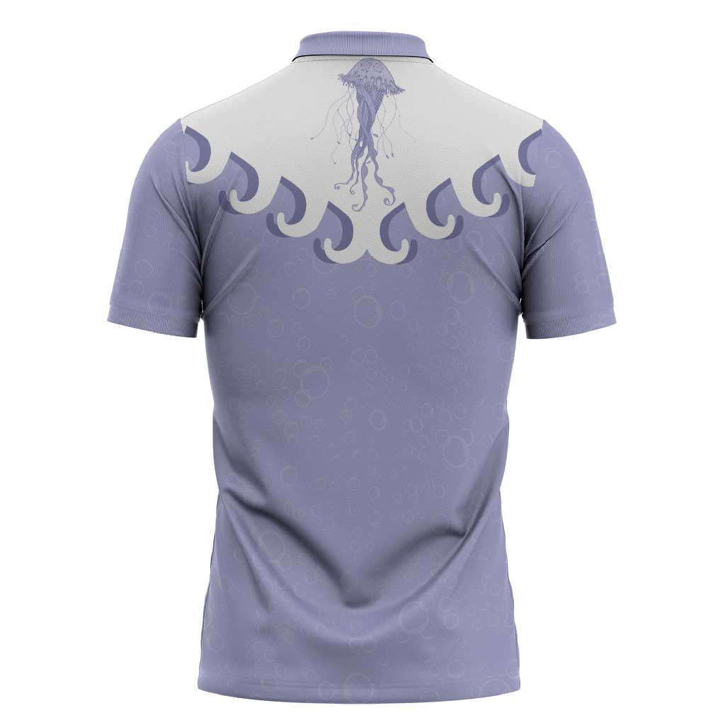 Western Yoke Zipper Polo Shirt Jellyfish And Water Bubbles Cowboy Style - Wonder Print Shop
