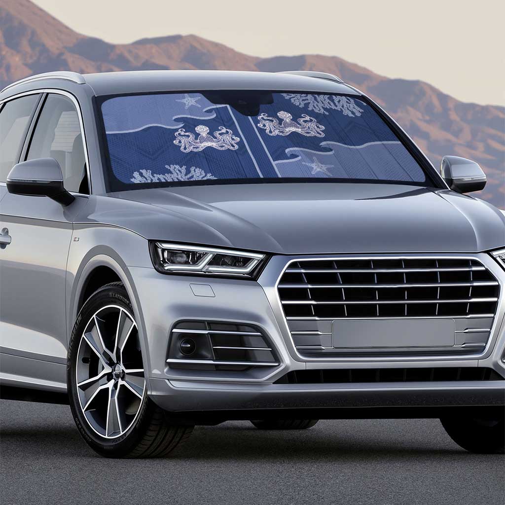 Western Yoke Auto Sun Shade Octopus And Coral Cowboy Style - Wonder Print Shop