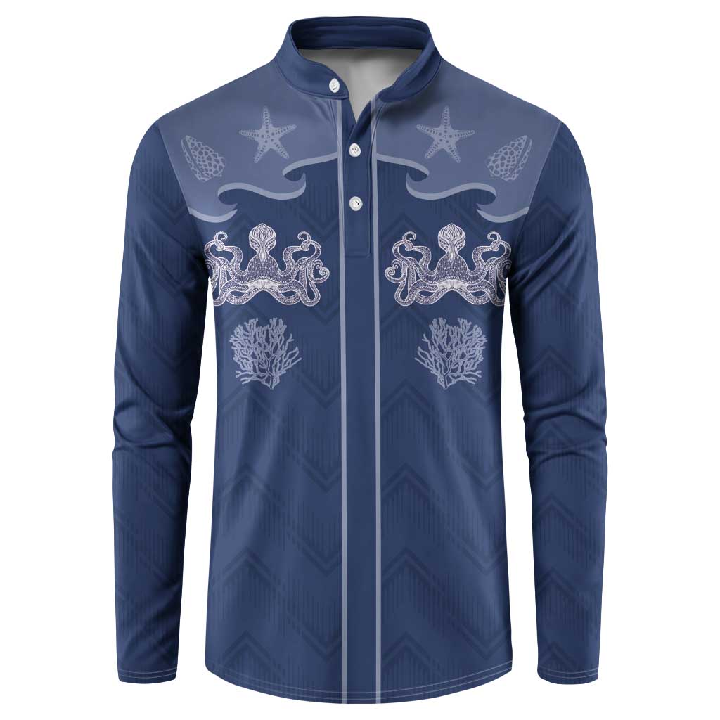 Western Yoke Button Sweatshirt Octopus And Coral Cowboy Style - Wonder Print Shop