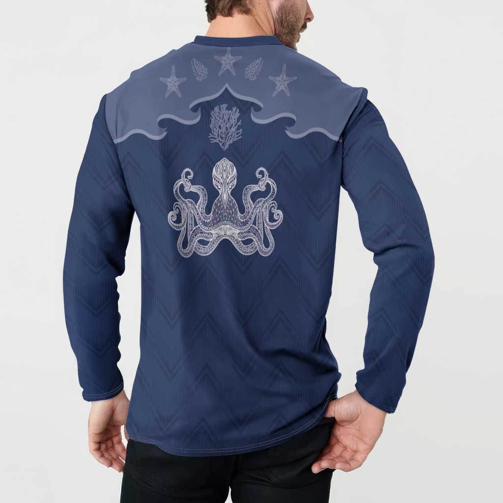 Western Yoke Button Sweatshirt Octopus And Coral Cowboy Style - Wonder Print Shop