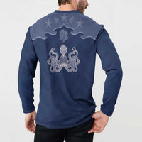 Western Yoke Button Sweatshirt Octopus And Coral Cowboy Style - Wonder Print Shop