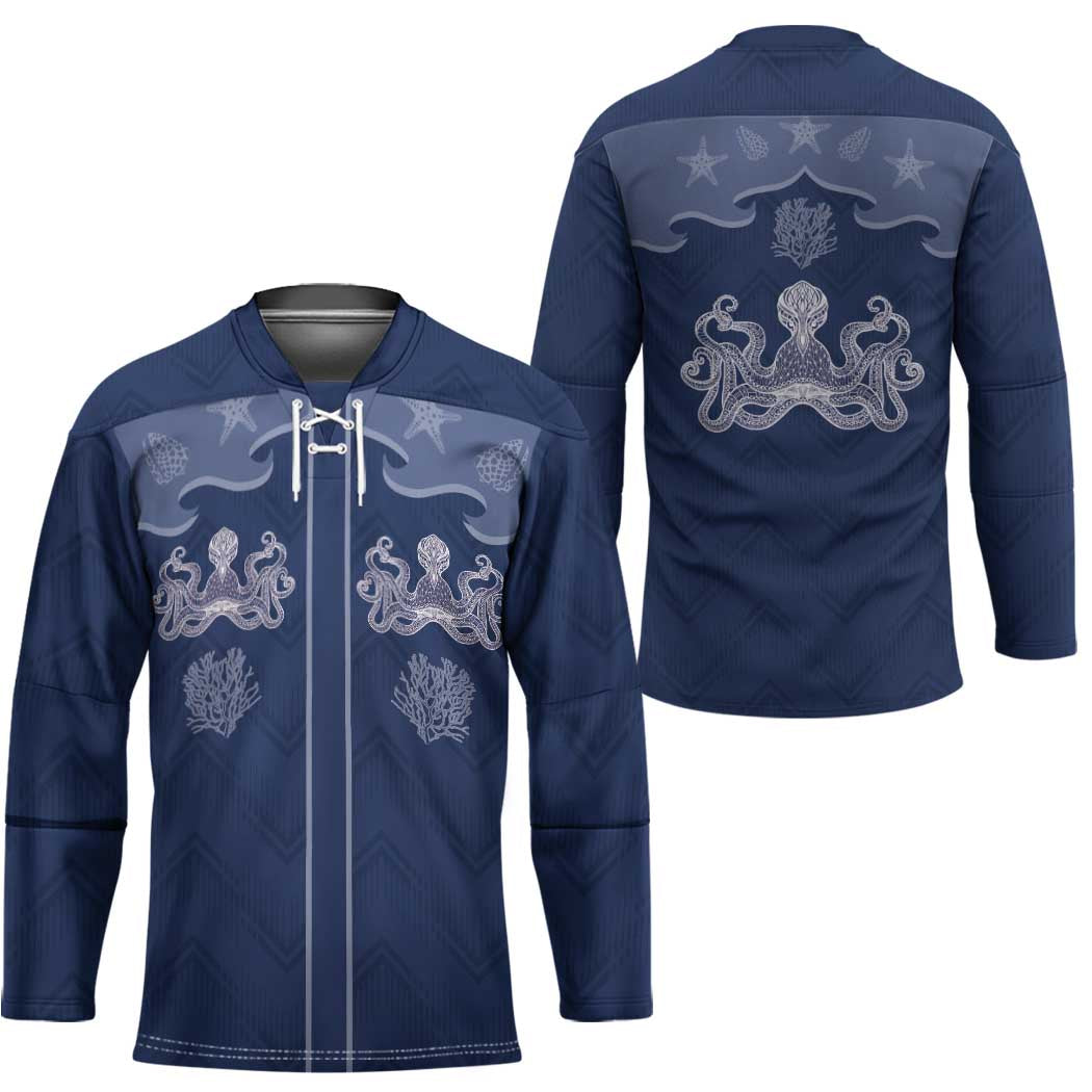 Western Yoke Hockey Jersey Octopus And Coral Cowboy Style - Wonder Print Shop