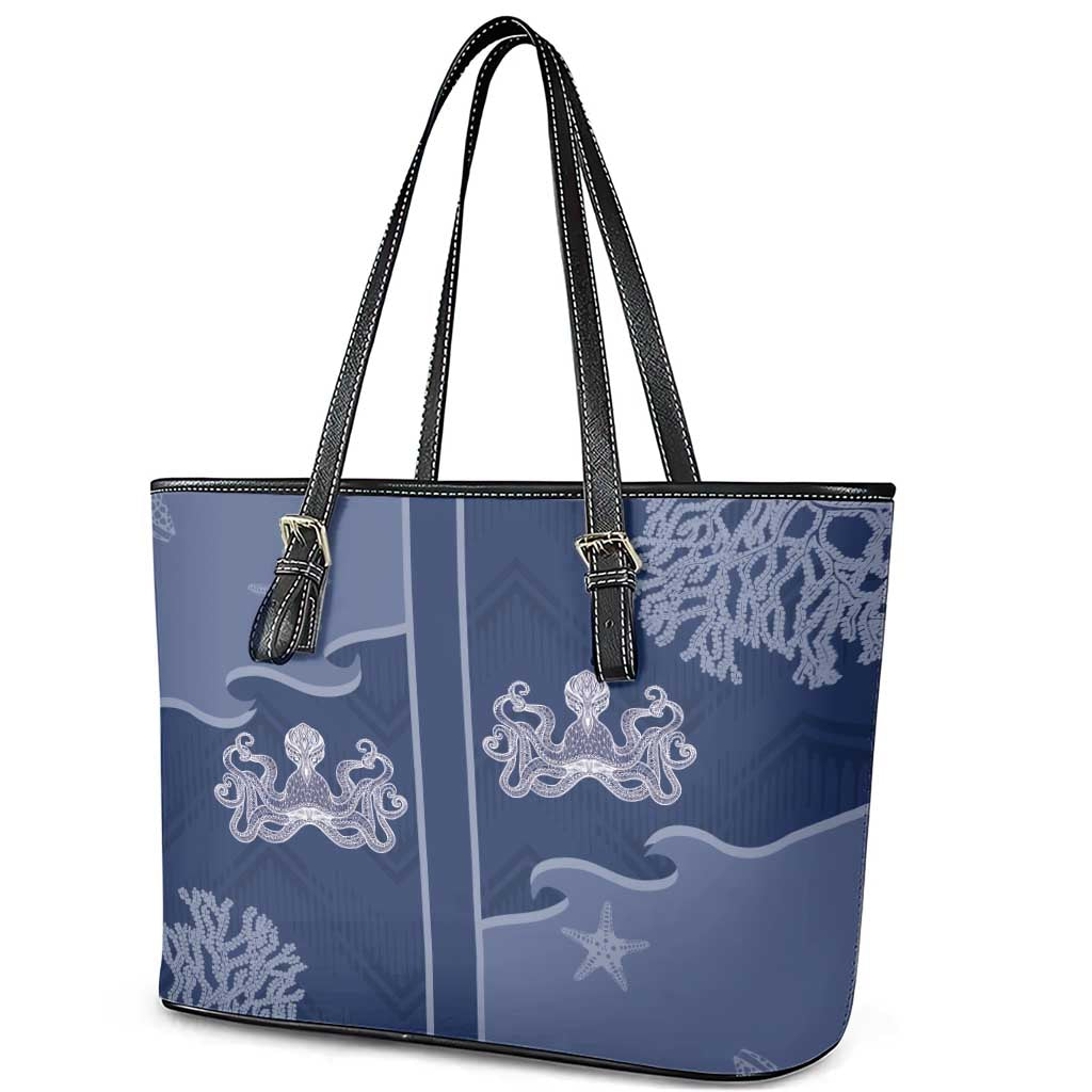 Western Yoke Leather Tote Bag Octopus And Coral Cowboy Style - Wonder Print Shop