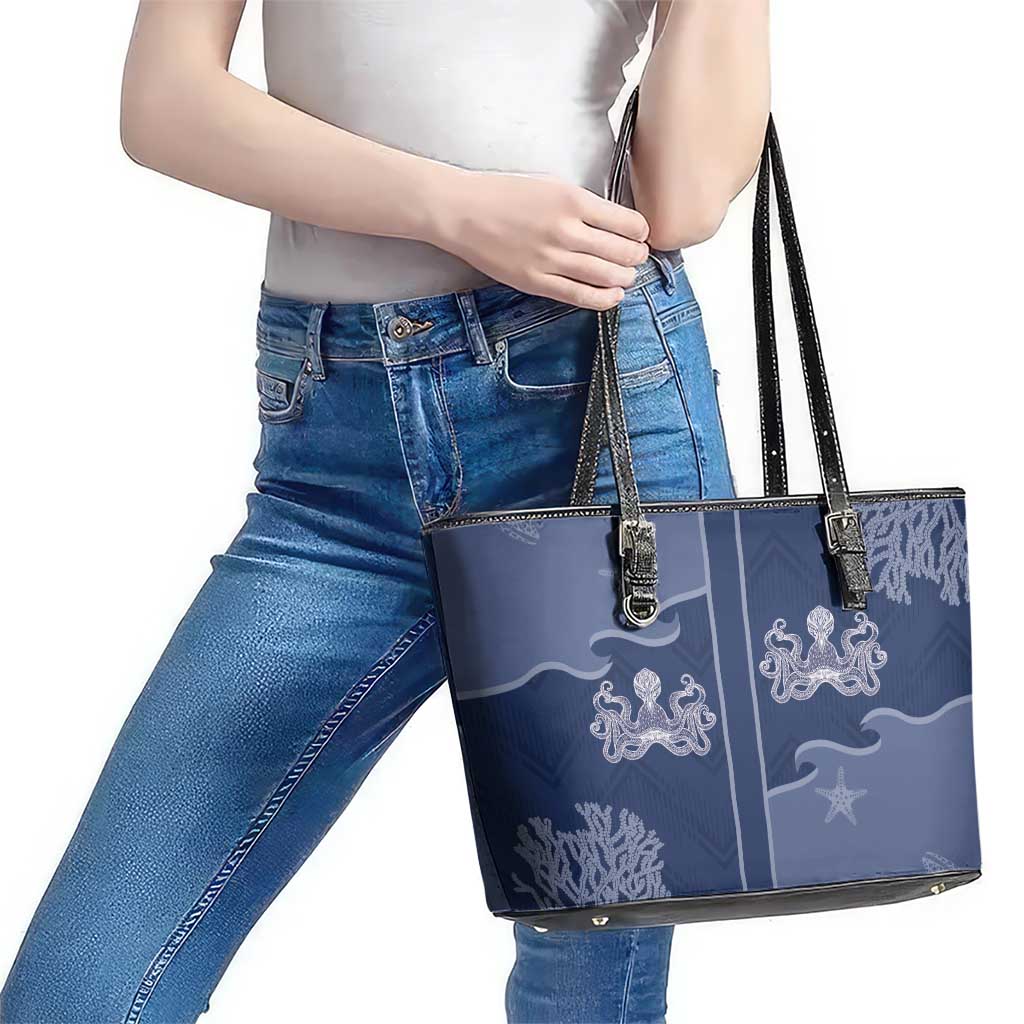 Western Yoke Leather Tote Bag Octopus And Coral Cowboy Style - Wonder Print Shop