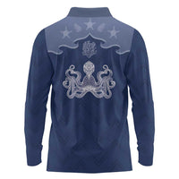 Western Yoke Long Sleeve Polo Shirt Octopus And Coral Cowboy Style - Wonder Print Shop