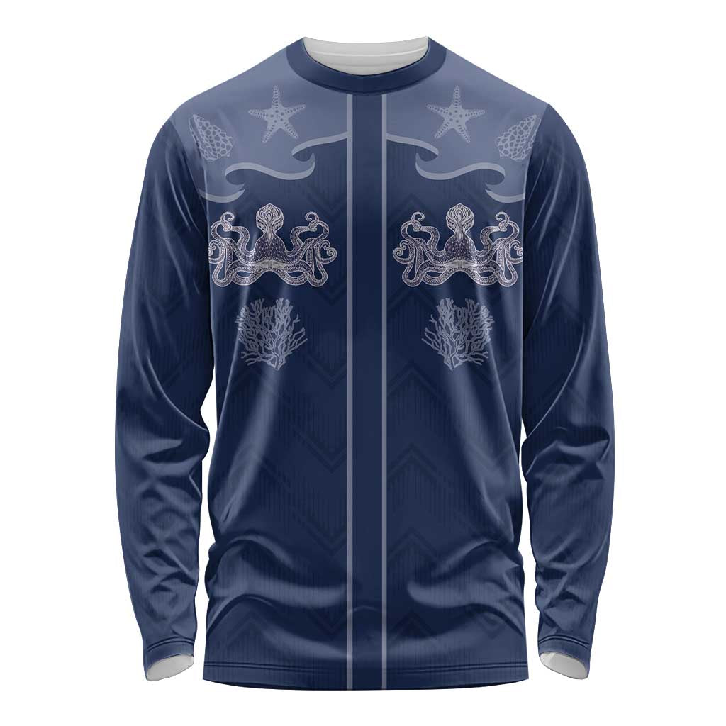 Western Yoke Long Sleeve Shirt Octopus And Coral Cowboy Style - Wonder Print Shop