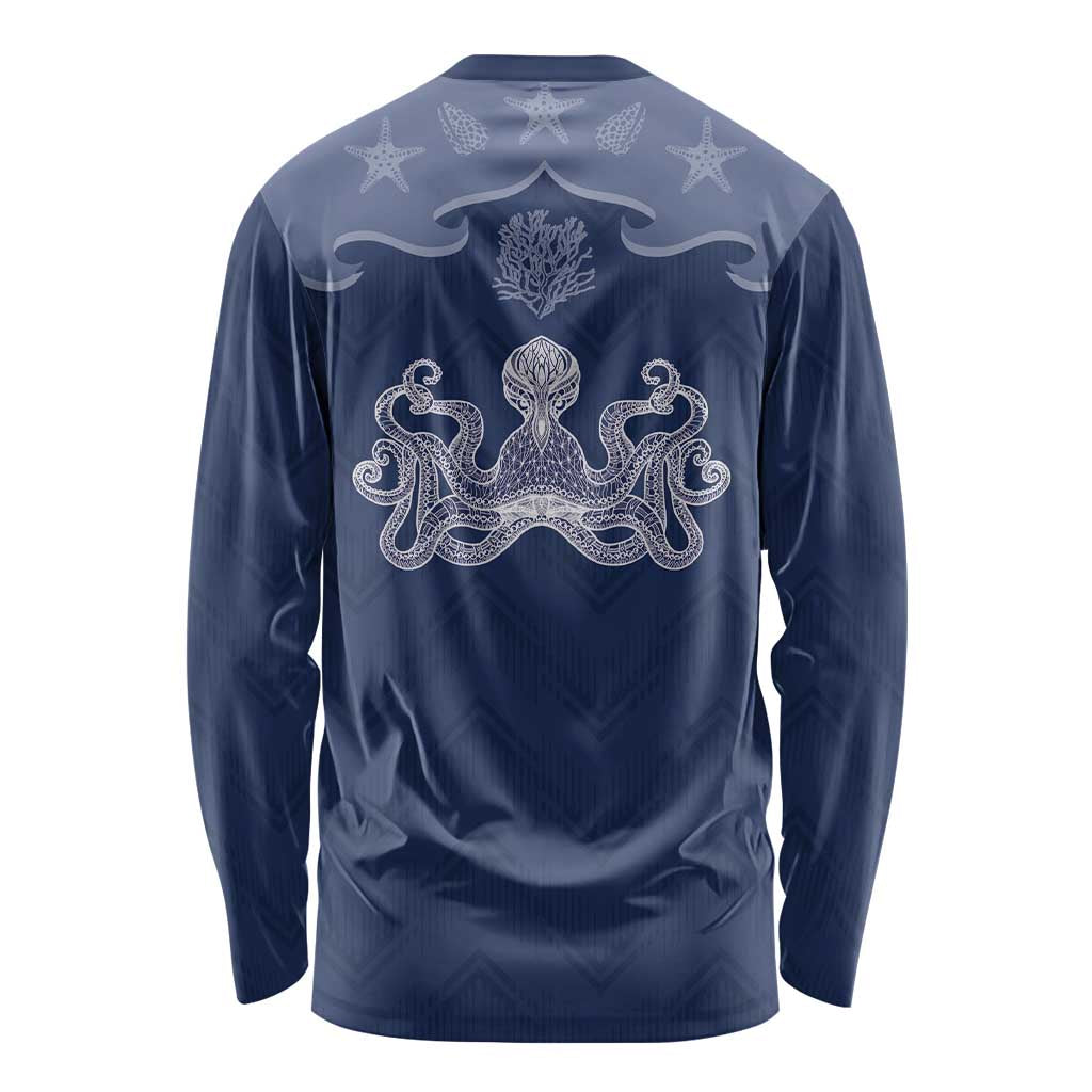 Western Yoke Long Sleeve Shirt Octopus And Coral Cowboy Style - Wonder Print Shop