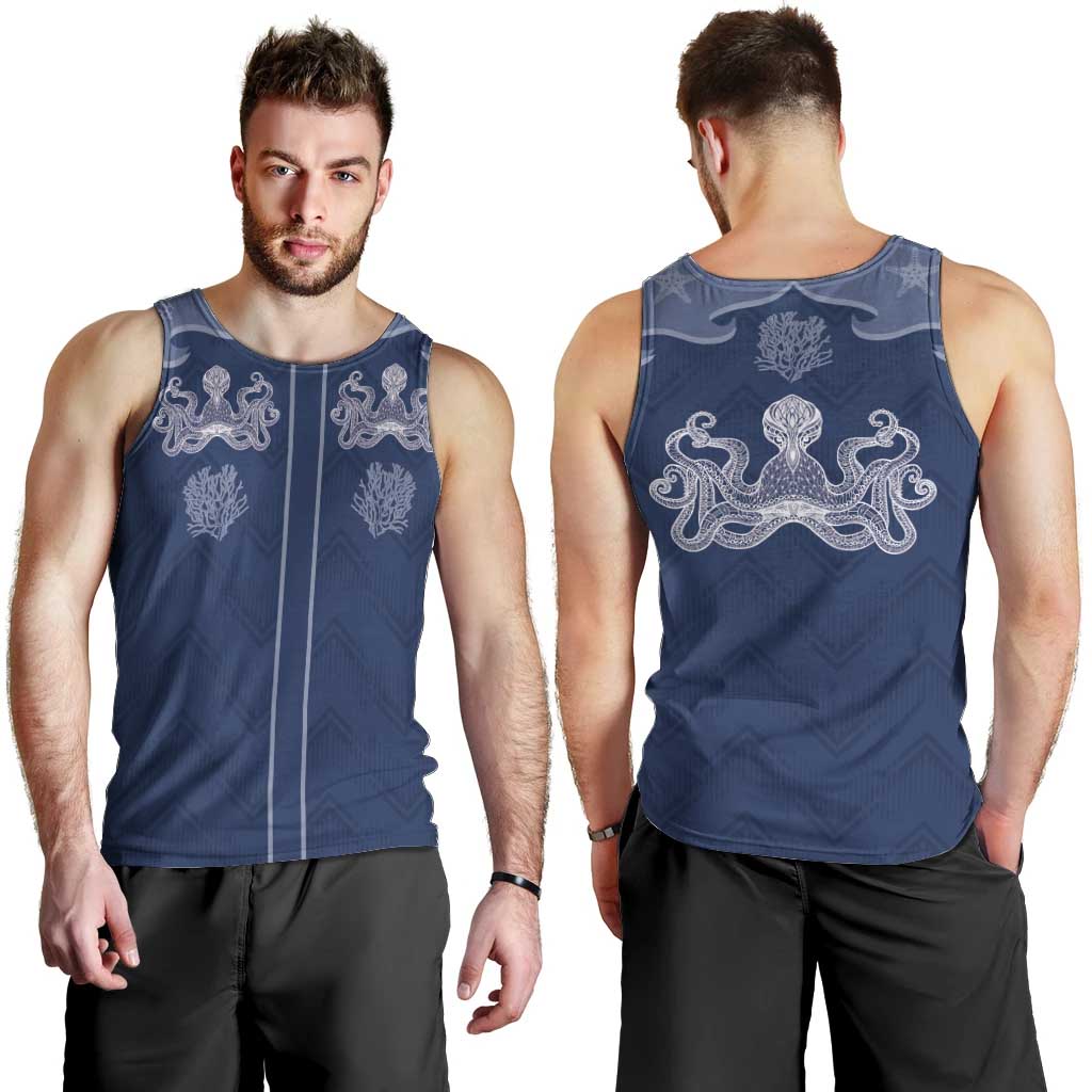 Western Yoke Men Tank Top Octopus And Coral Cowboy Style - Wonder Print Shop