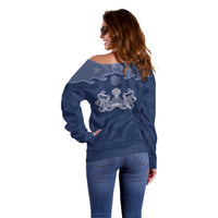 Western Yoke Off Shoulder Sweater Octopus And Coral Cowboy Style - Wonder Print Shop