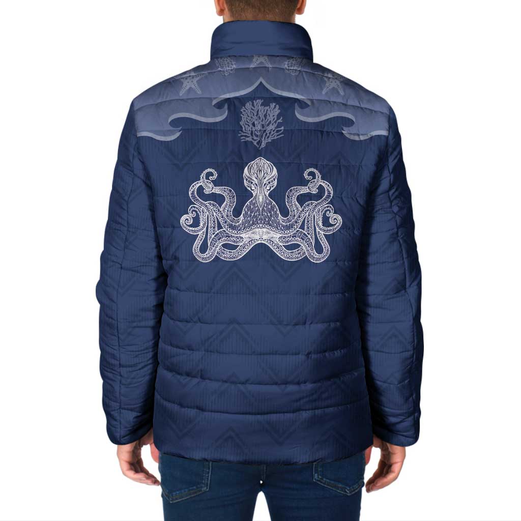Western Yoke Padded Jacket Octopus And Coral Cowboy Style - Wonder Print Shop