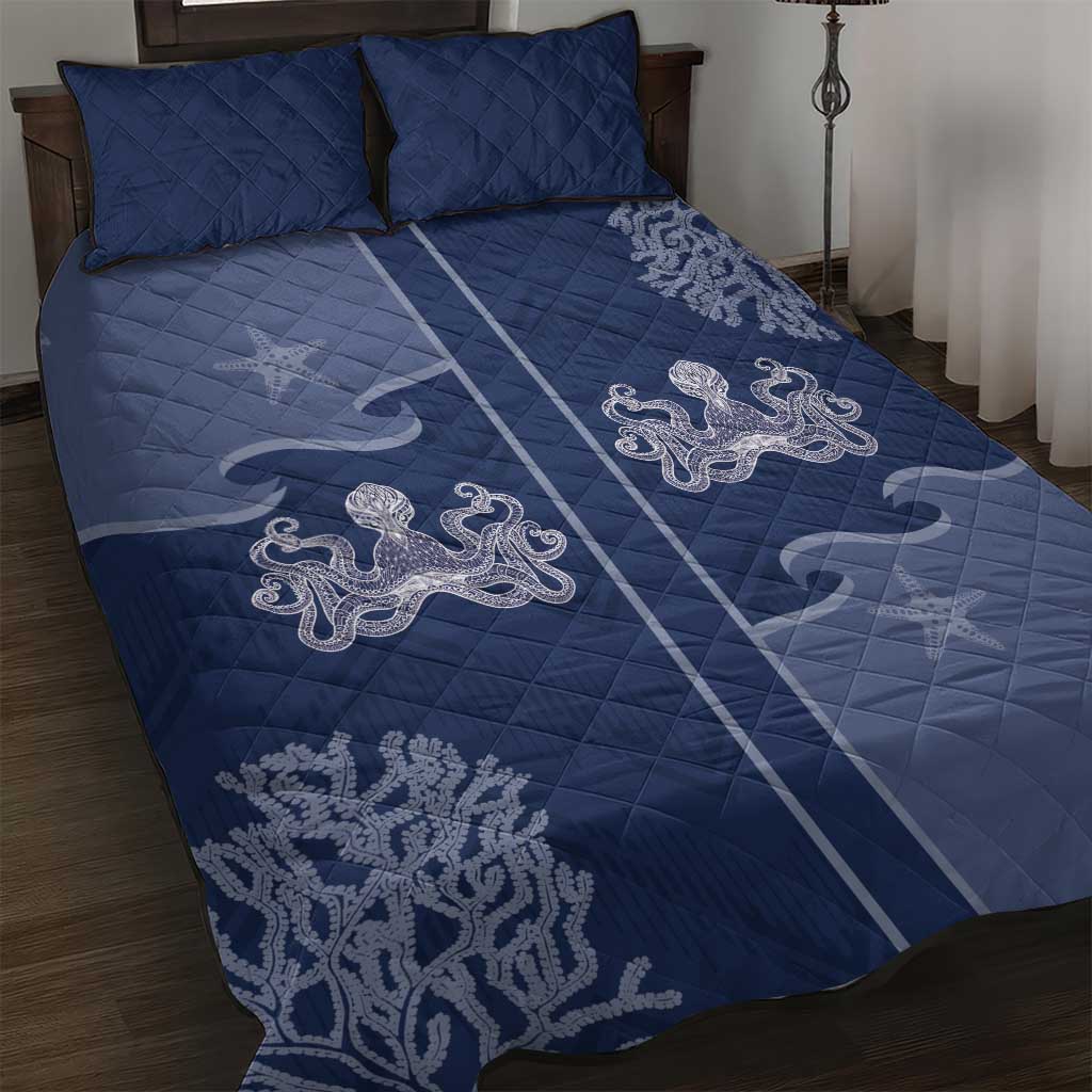 Western Yoke Quilt Bed Set Octopus And Coral Cowboy Style - Wonder Print Shop