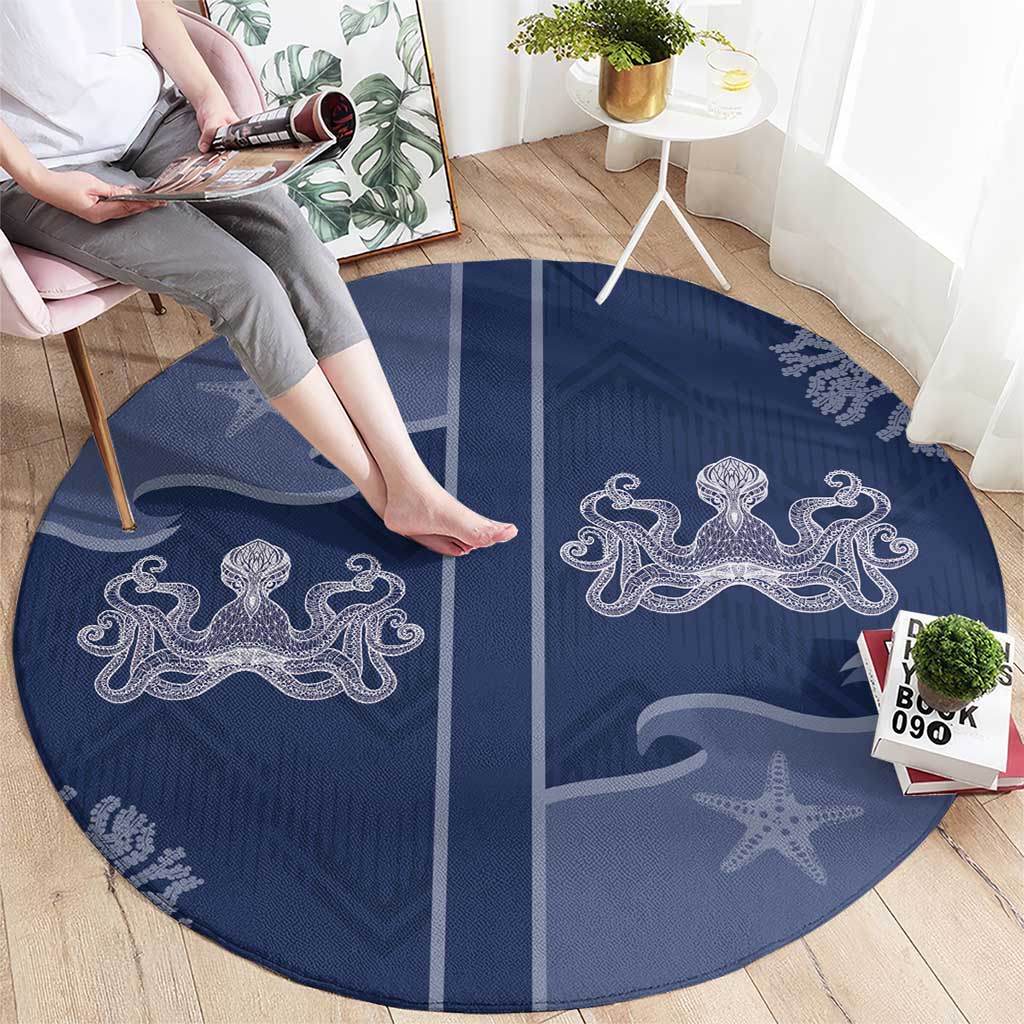 Western Yoke Round Carpet Octopus And Coral Cowboy Style - Wonder Print Shop