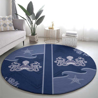 Western Yoke Round Carpet Octopus And Coral Cowboy Style - Wonder Print Shop