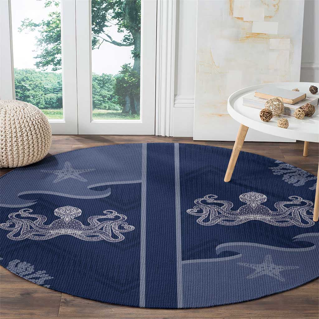 Western Yoke Round Carpet Octopus And Coral Cowboy Style - Wonder Print Shop