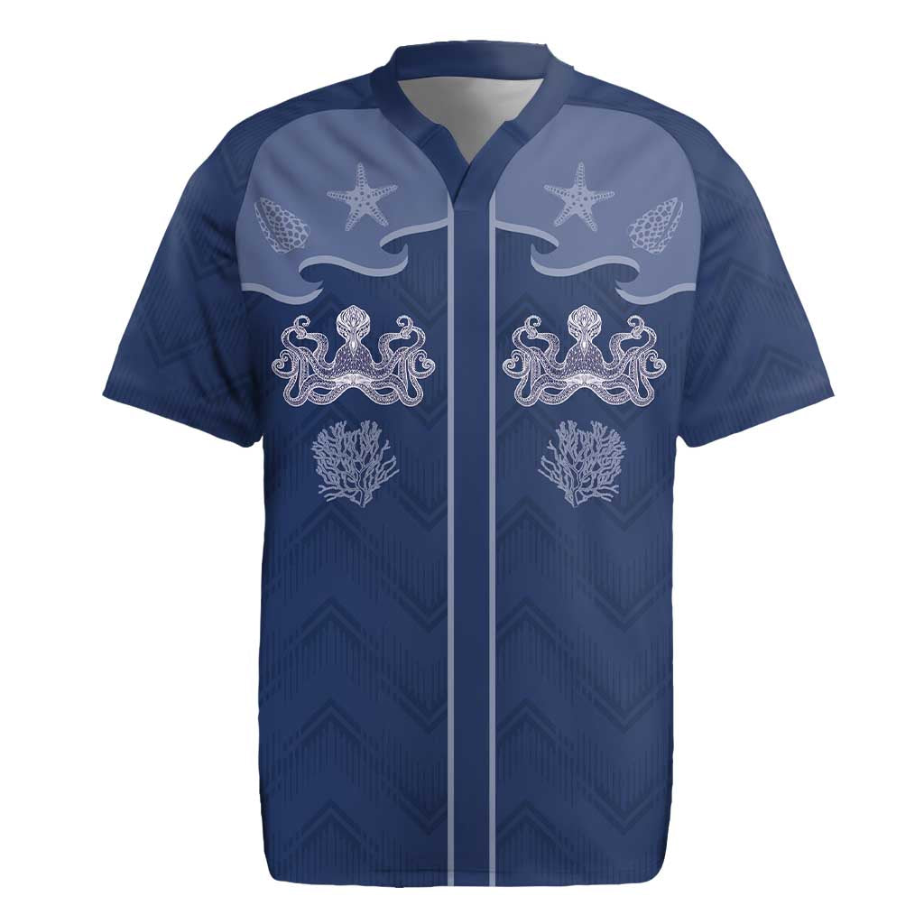 Western Yoke Rugby Jersey Octopus And Coral Cowboy Style - Wonder Print Shop