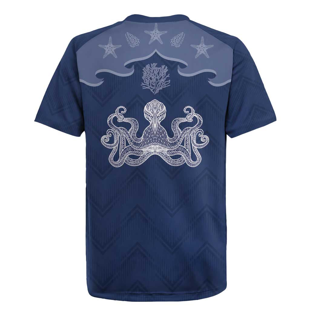 Western Yoke Rugby Jersey Octopus And Coral Cowboy Style - Wonder Print Shop
