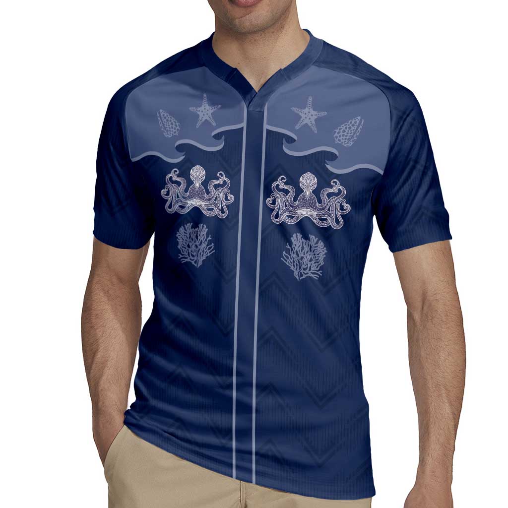 Western Yoke Rugby Jersey Octopus And Coral Cowboy Style - Wonder Print Shop