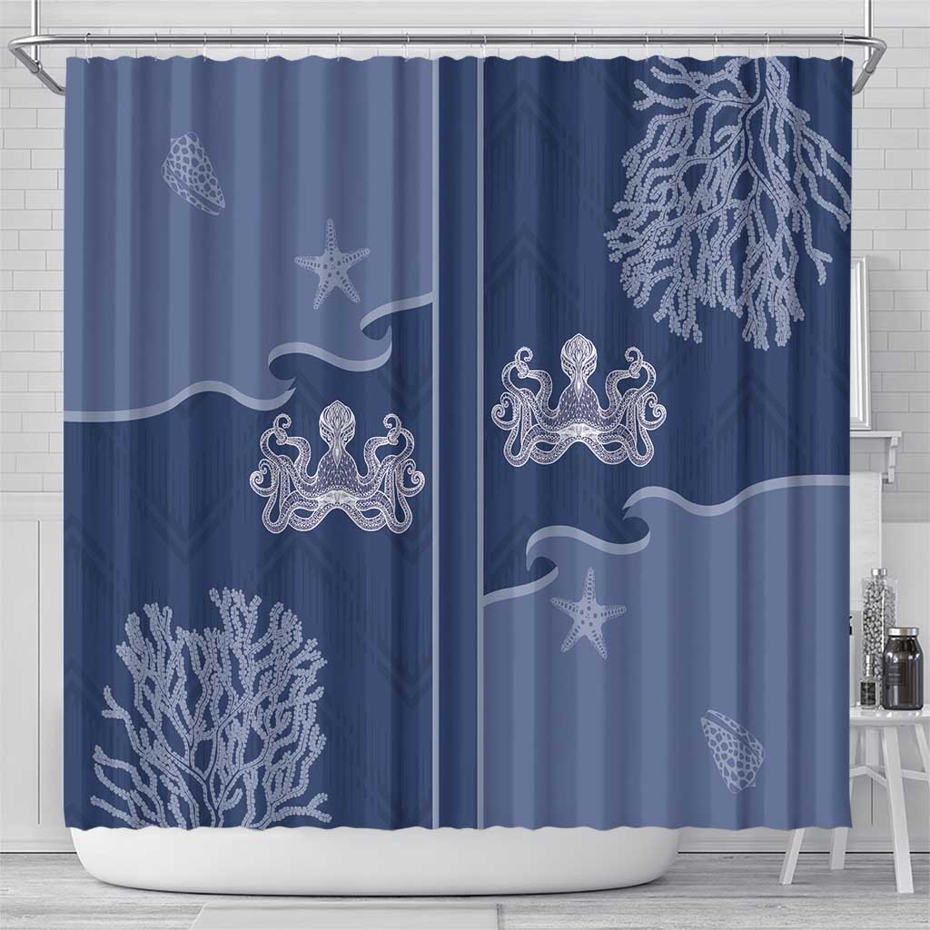 Western Yoke Shower Curtain Octopus And Coral Cowboy Style - Wonder Print Shop
