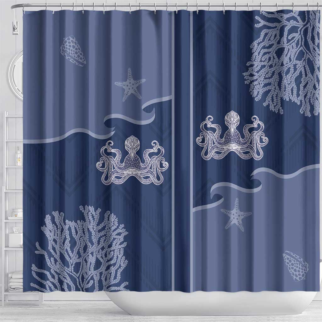 Western Yoke Shower Curtain Octopus And Coral Cowboy Style - Wonder Print Shop