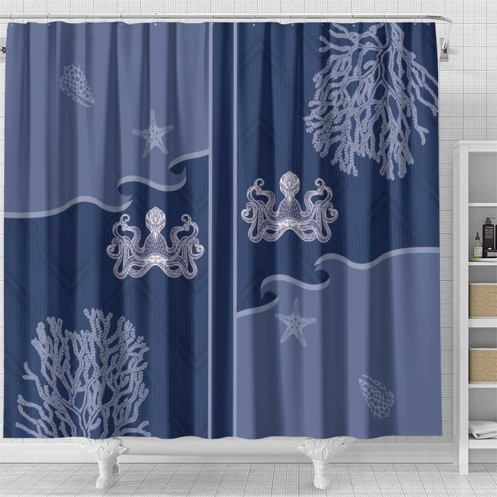 Western Yoke Shower Curtain Octopus And Coral Cowboy Style - Wonder Print Shop