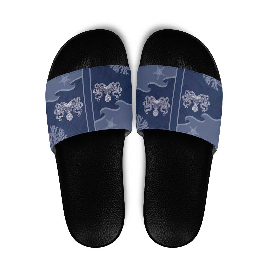 Western Yoke Slide Sandals Octopus And Coral Cowboy Style - Wonder Print Shop