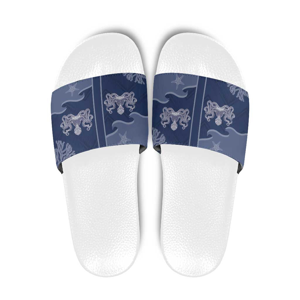 Western Yoke Slide Sandals Octopus And Coral Cowboy Style - Wonder Print Shop