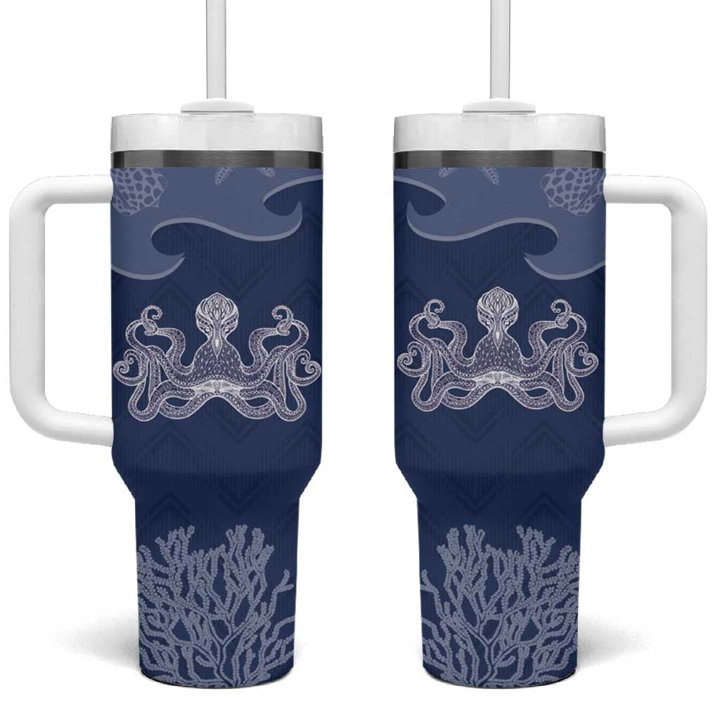 Western Yoke Tumbler With Handle Octopus And Coral Cowboy Style - Wonder Print Shop