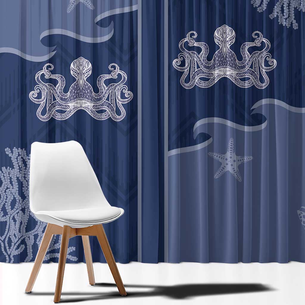 Western Yoke Window Curtain Octopus And Coral Cowboy Style - Wonder Print Shop