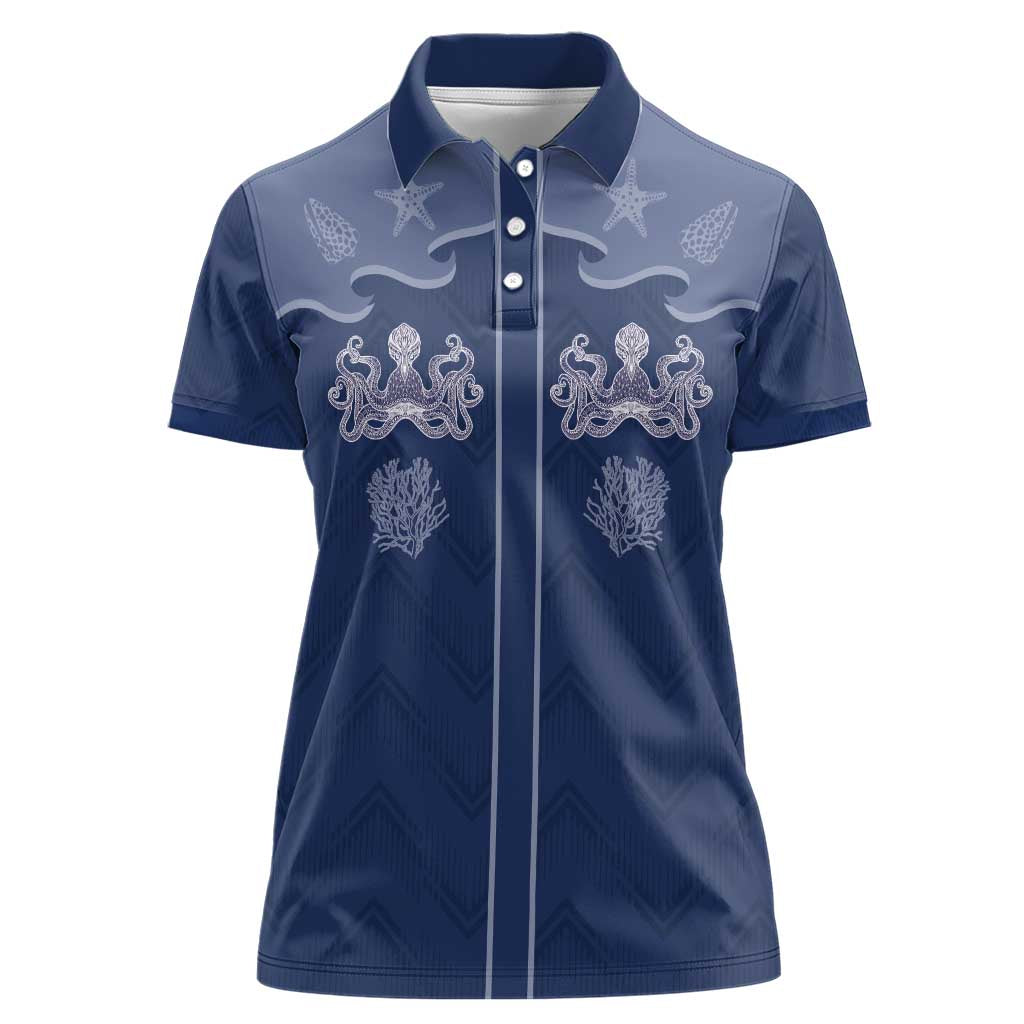 Western Yoke Women Polo Shirt Octopus And Coral Cowboy Style - Wonder Print Shop