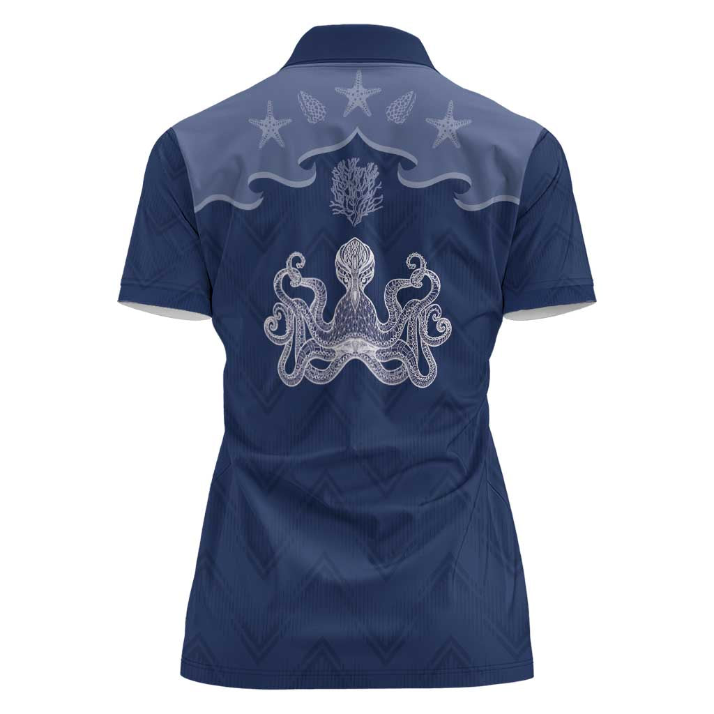 Western Yoke Women Polo Shirt Octopus And Coral Cowboy Style - Wonder Print Shop
