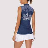 Western Yoke Women Sleeveless Polo Shirt Octopus And Coral Cowboy Style - Wonder Print Shop