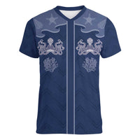 Western Yoke Women V-Neck T-Shirt Octopus And Coral Cowboy Style - Wonder Print Shop