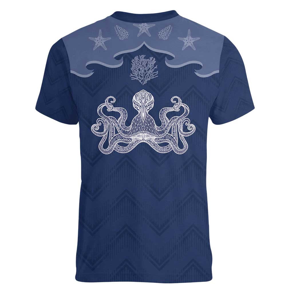 Western Yoke Women V-Neck T-Shirt Octopus And Coral Cowboy Style - Wonder Print Shop