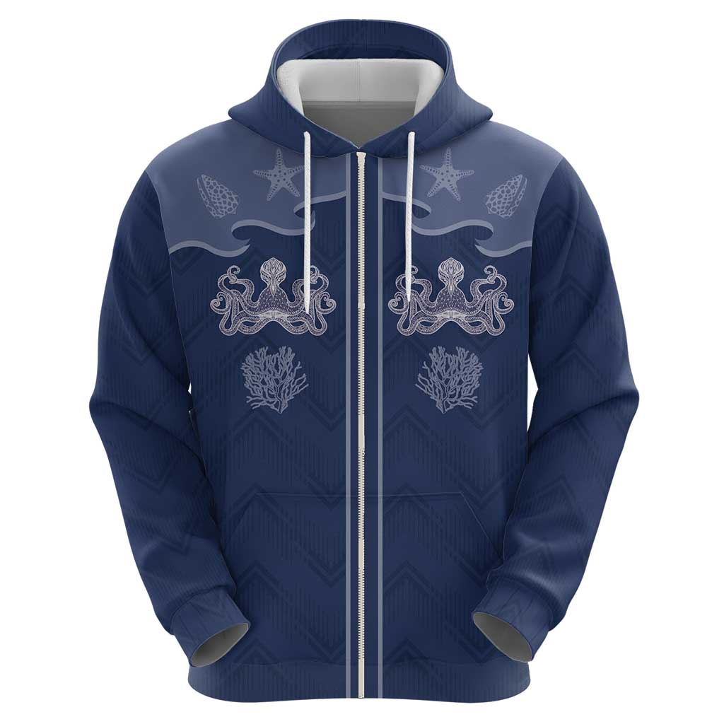 Western Yoke Zip Hoodie Octopus And Coral Cowboy Style - Wonder Print Shop