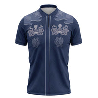 Western Yoke Zipper Polo Shirt Octopus And Coral Cowboy Style - Wonder Print Shop