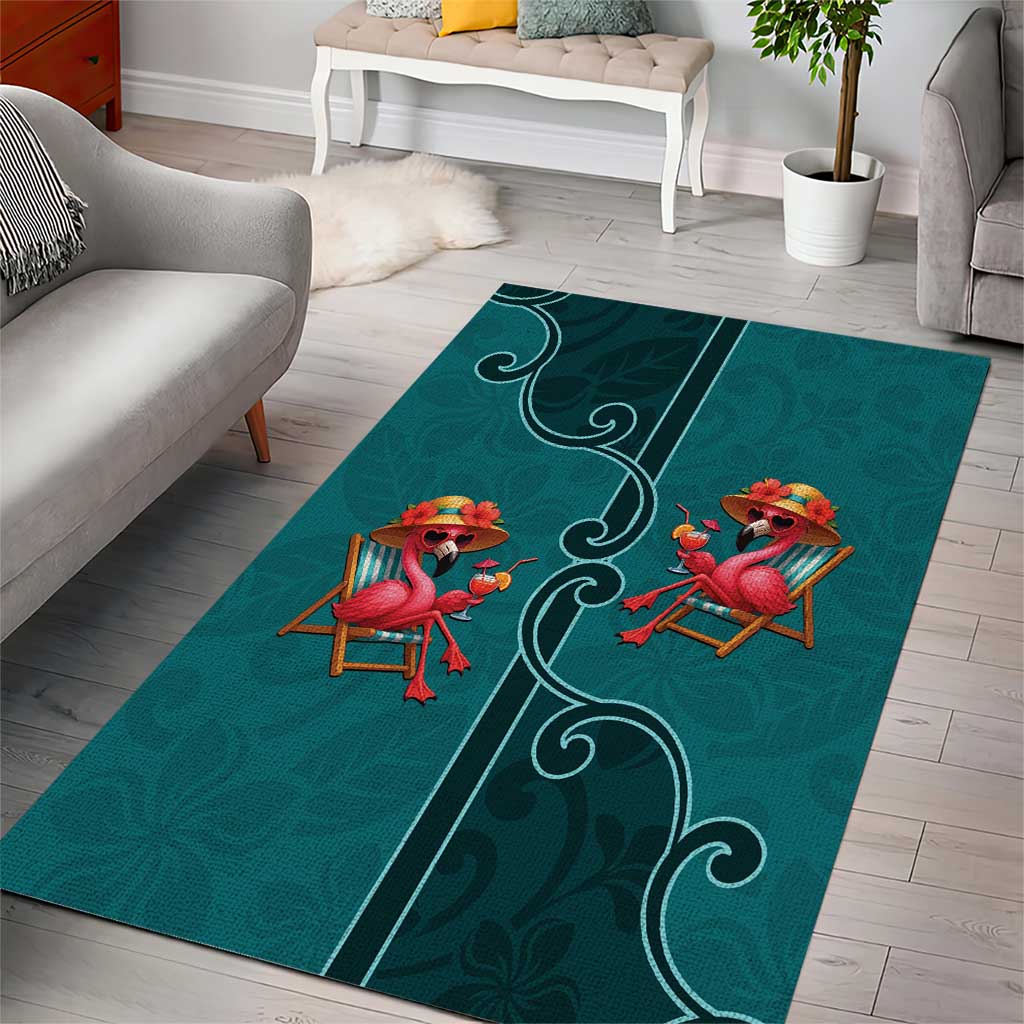 Western Yoke Area Rug Flamingo Relax Cowboy Style - Wonder Print Shop