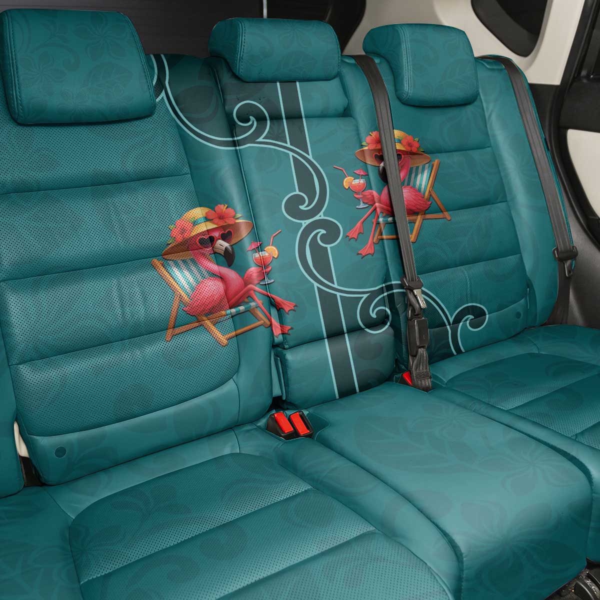 Western Yoke Back Car Seat Cover Flamingo Relax Cowboy Style - Wonder Print Shop