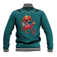 Western Yoke Baseball Jacket Flamingo Relax Cowboy Style - Wonder Print Shop