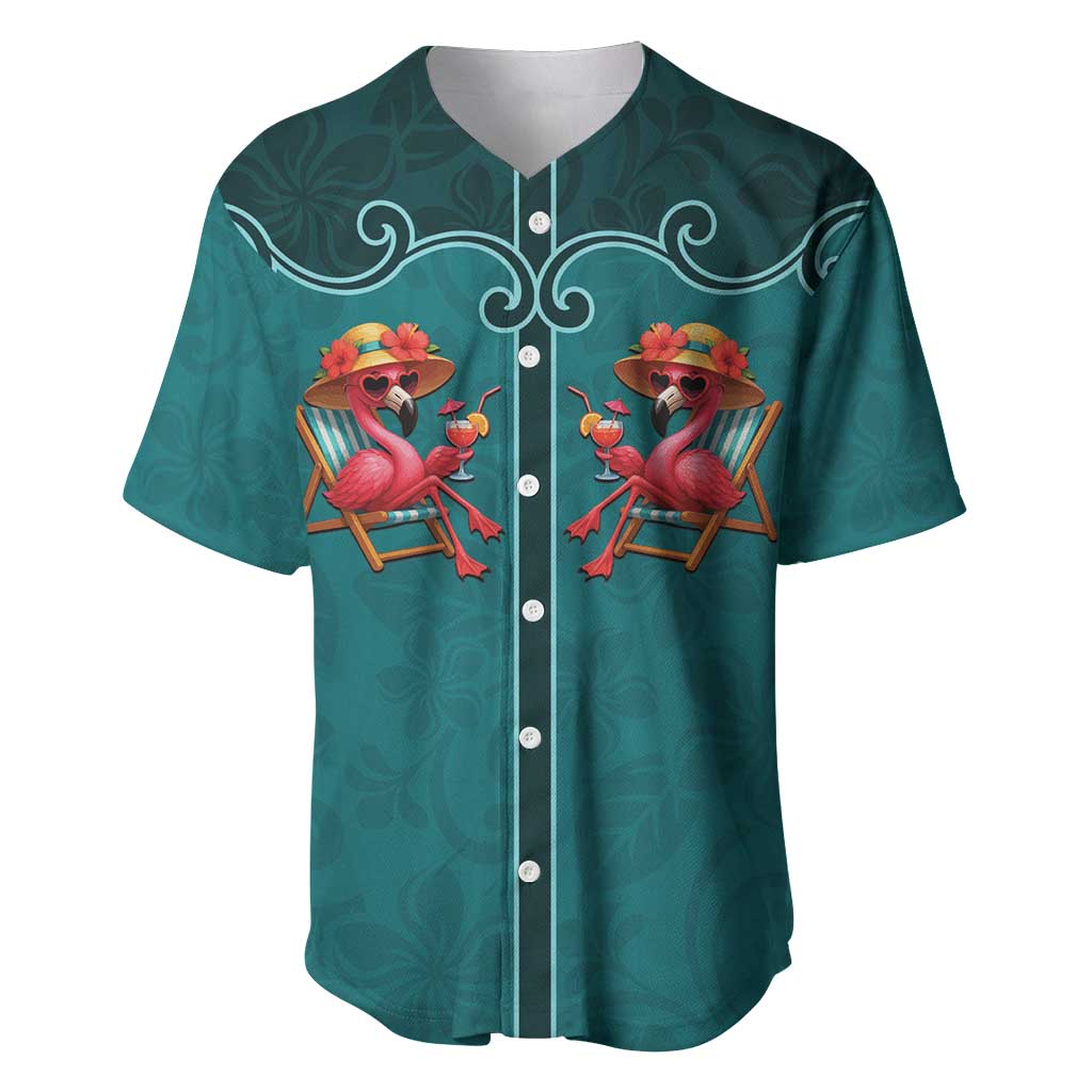 Western Yoke Baseball Jersey Flamingo Relax Cowboy Style - Wonder Print Shop