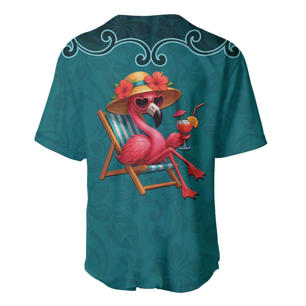 Western Yoke Baseball Jersey Flamingo Relax Cowboy Style - Wonder Print Shop
