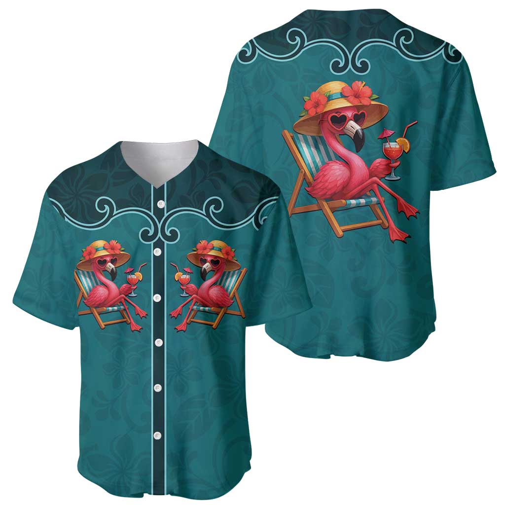 Western Yoke Baseball Jersey Flamingo Relax Cowboy Style - Wonder Print Shop