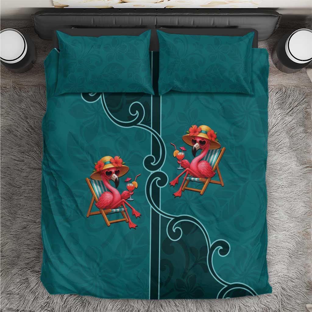 Western Yoke Bedding Set Flamingo Relax Cowboy Style - Wonder Print Shop
