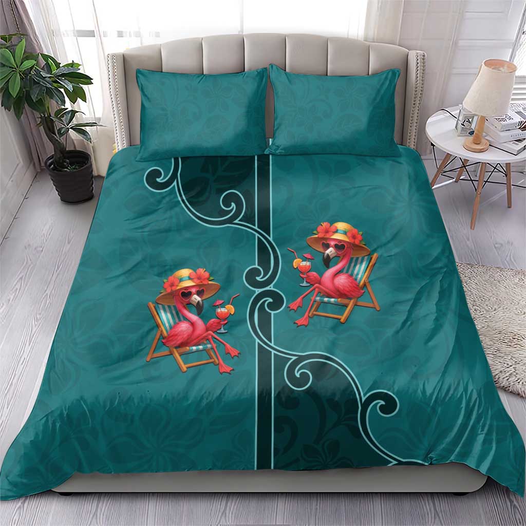 Western Yoke Bedding Set Flamingo Relax Cowboy Style - Wonder Print Shop