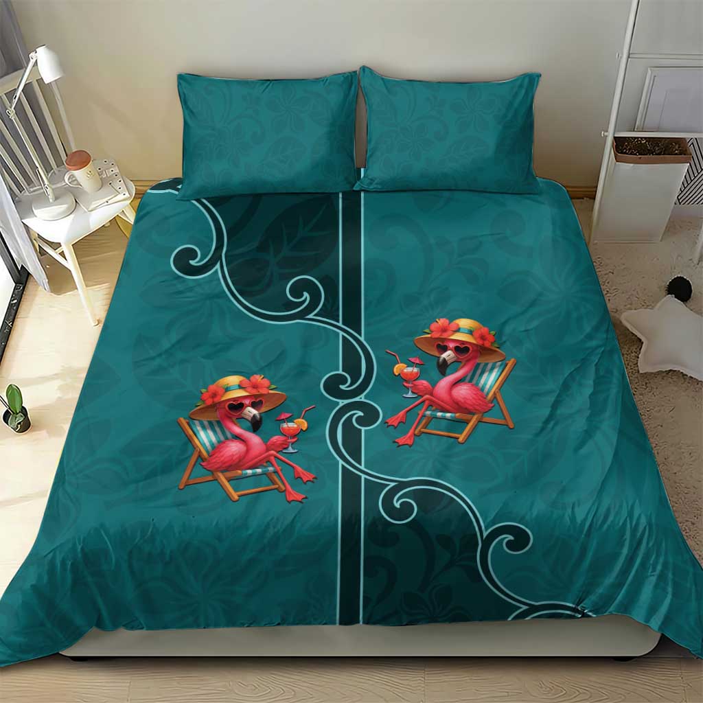 Western Yoke Bedding Set Flamingo Relax Cowboy Style - Wonder Print Shop