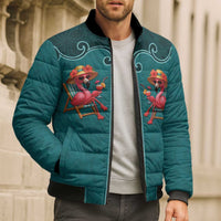 Western Yoke Bomber Puffer Jacket Flamingo Relax Cowboy Style - Wonder Print Shop